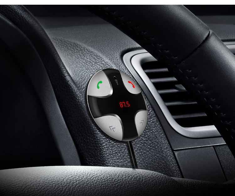 FM29B Bluetooth Handsfree Wireless FM Transmitter Car Kit Mp3 Player A2dp with USB Car Charger TF Card Port - Black