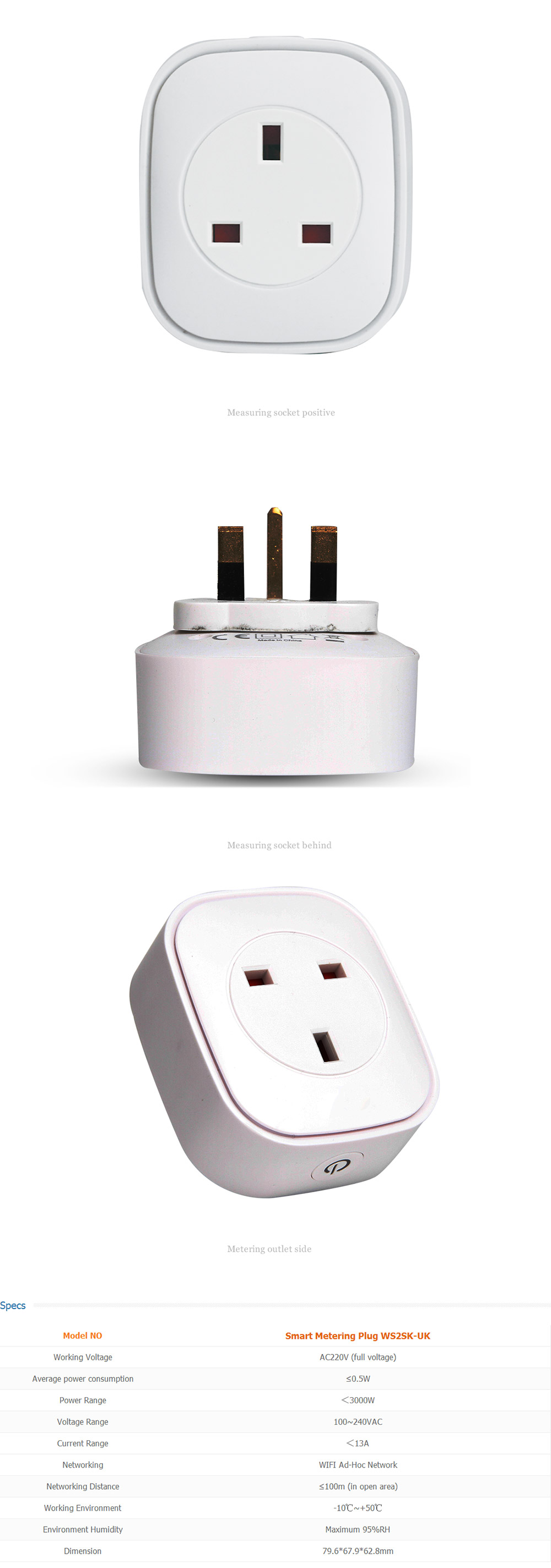 HEIMAN WS2SK-X Smart WiFi Plug Works with Amazon Alexa 110V-AC120V 16A APP Remote Control Timing Socket -White/UK Plug