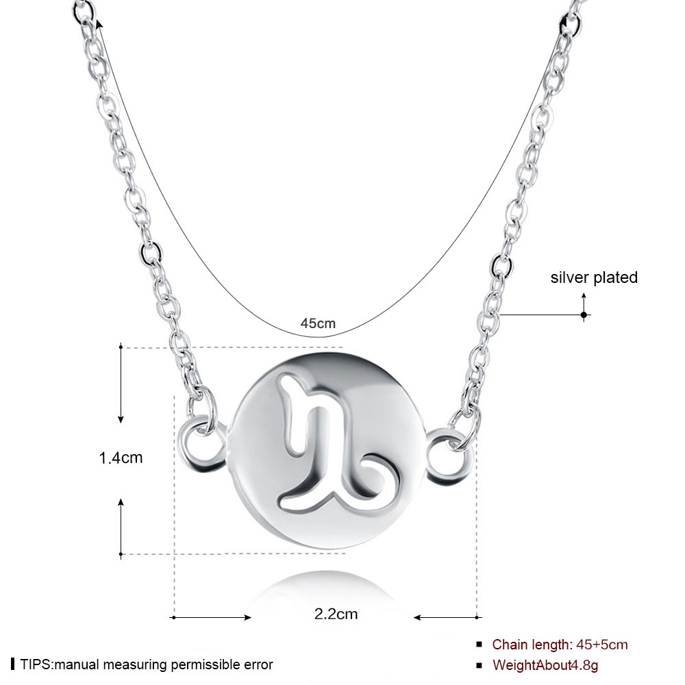 LKNSPCN1001 Zodiac Sign Astrology Horoscope Silver Plated Pendant Necklace Capricorn