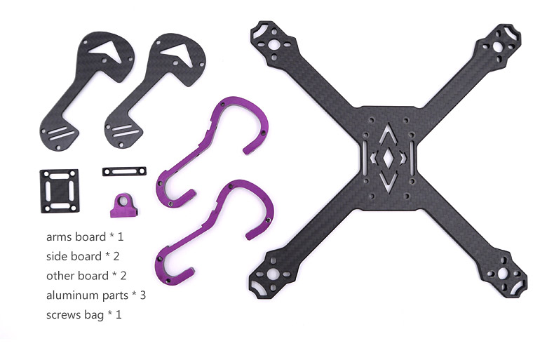 Hippo 5 Inch 215mm Wheelbase 4mm Arm Thickness Carbon Fiber Frame Kit for FPV Racing
