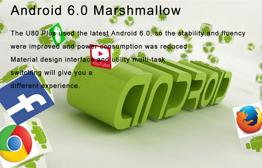 Uhappy U80 Plus Andriod 6.0 1080P Mini Project 1GB/8GB Amlogic S905X 1000 Lumens HDMI VGA USB SD Card Home Theater for TV Laptop Game iPhone Andriod Smartphone - Black