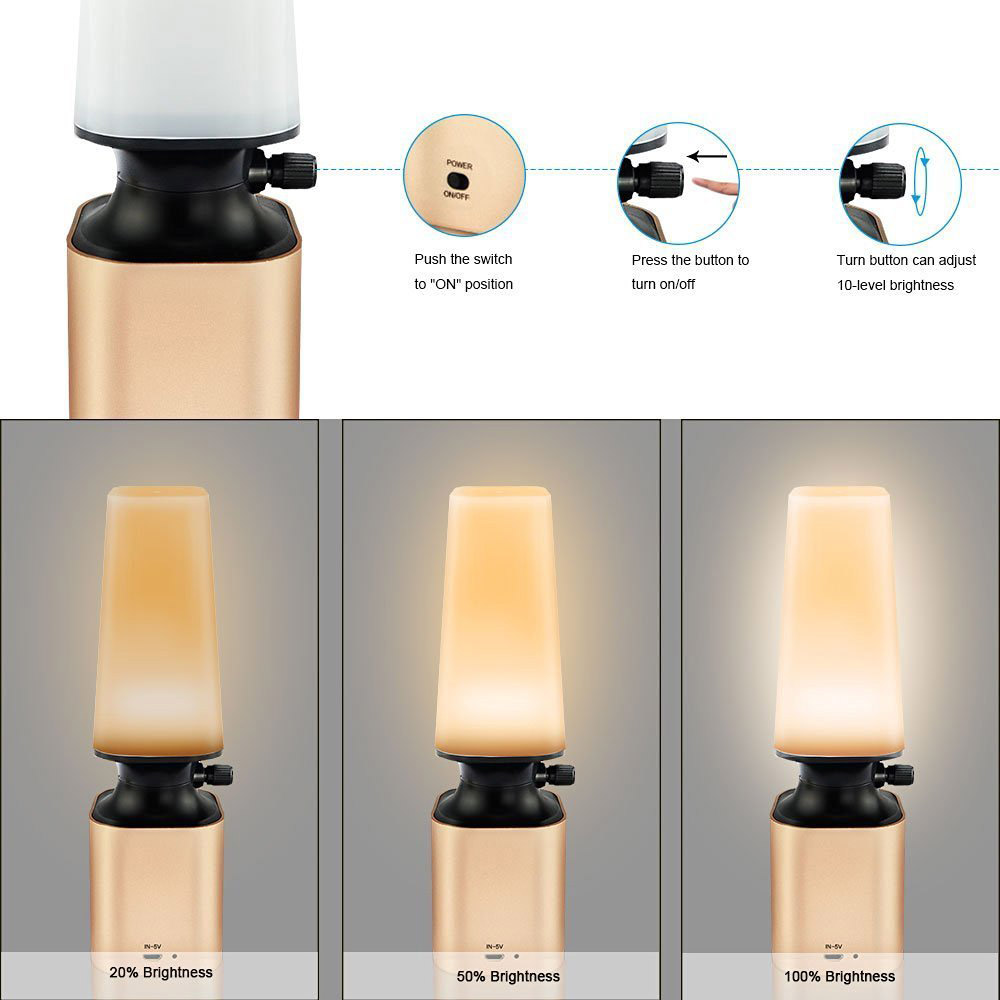 C6 LED Night Light Imitate Kerosene Oil Lamp Design Knob Eye Care LED Desk Light USB Rechargeable Lamp -Silver