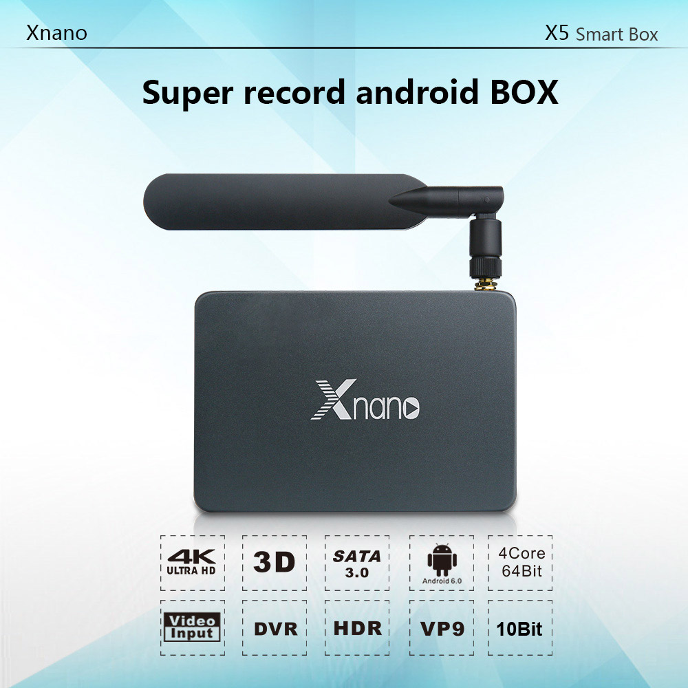 Xnano X5 Realtek RTD1295 Android 6.0 Marshmallow 4K TV Box 2GB/16GB WIFI ac Dolby Digital and DTS HD SATA 3.0 Bluetooth Media Player