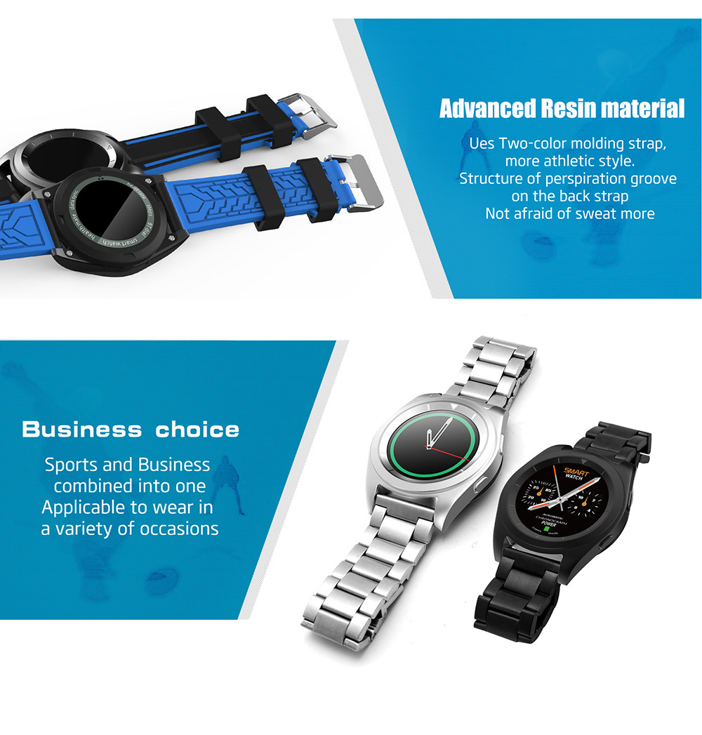 NO.1 G6 (EU/US Languages) Bluetooth 4.0 Smart Watch MTK2502 Heart Rate Monitor Sports Fitness Tracker for Android iOS (Metal Strap) - Black