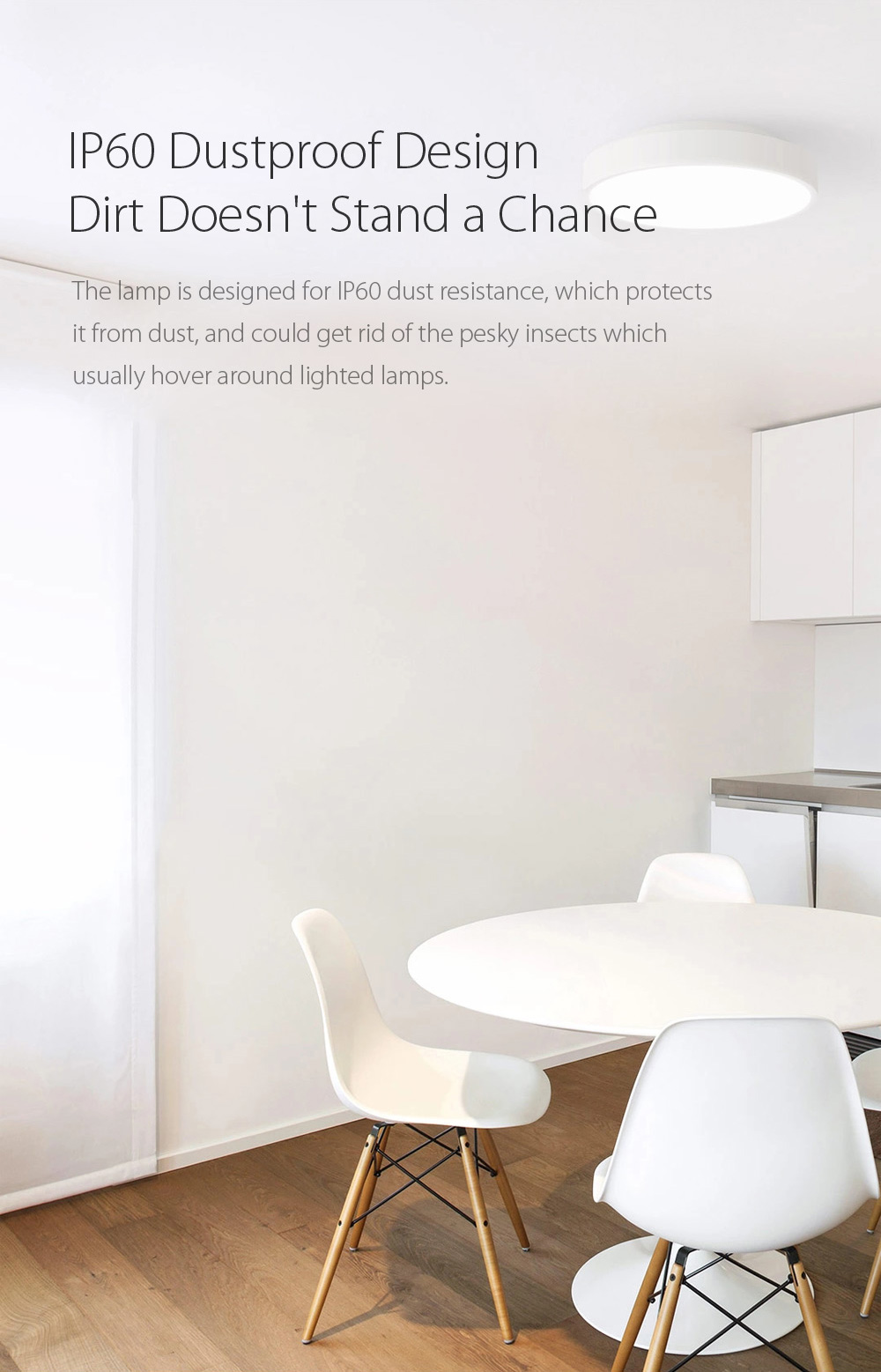 XIAOMI Yeelight Smart LED Ceiling Light Bluetooth APP Wireless Remote Control IP60 Dustproof Multiple Scene Modes