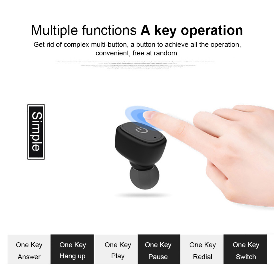 S2 TWS Wireless Bluetooth Dual Earphone with Built-in Mic Waterproof IPX7 Headphone Stereo Bass Headset - Black