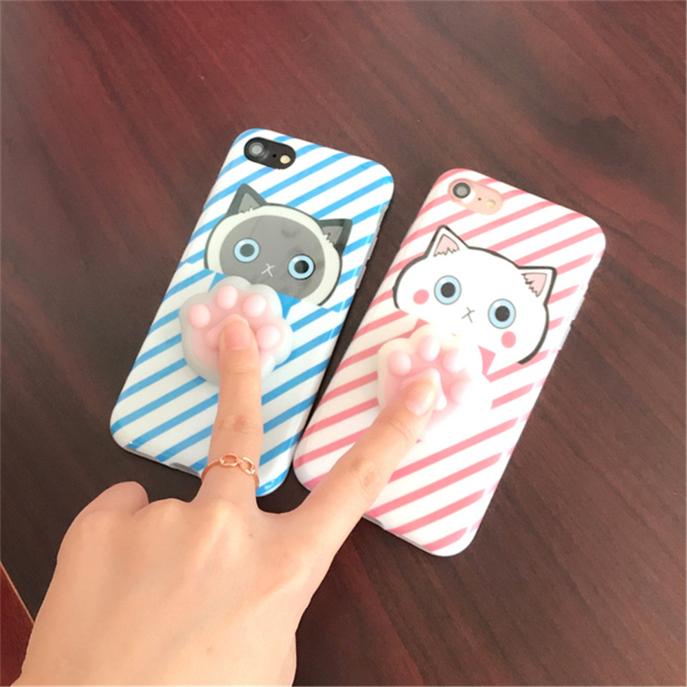 3D Blue Cat Claw Silicone Case TPU Case For iPhone 6 Plus / 6S Plus