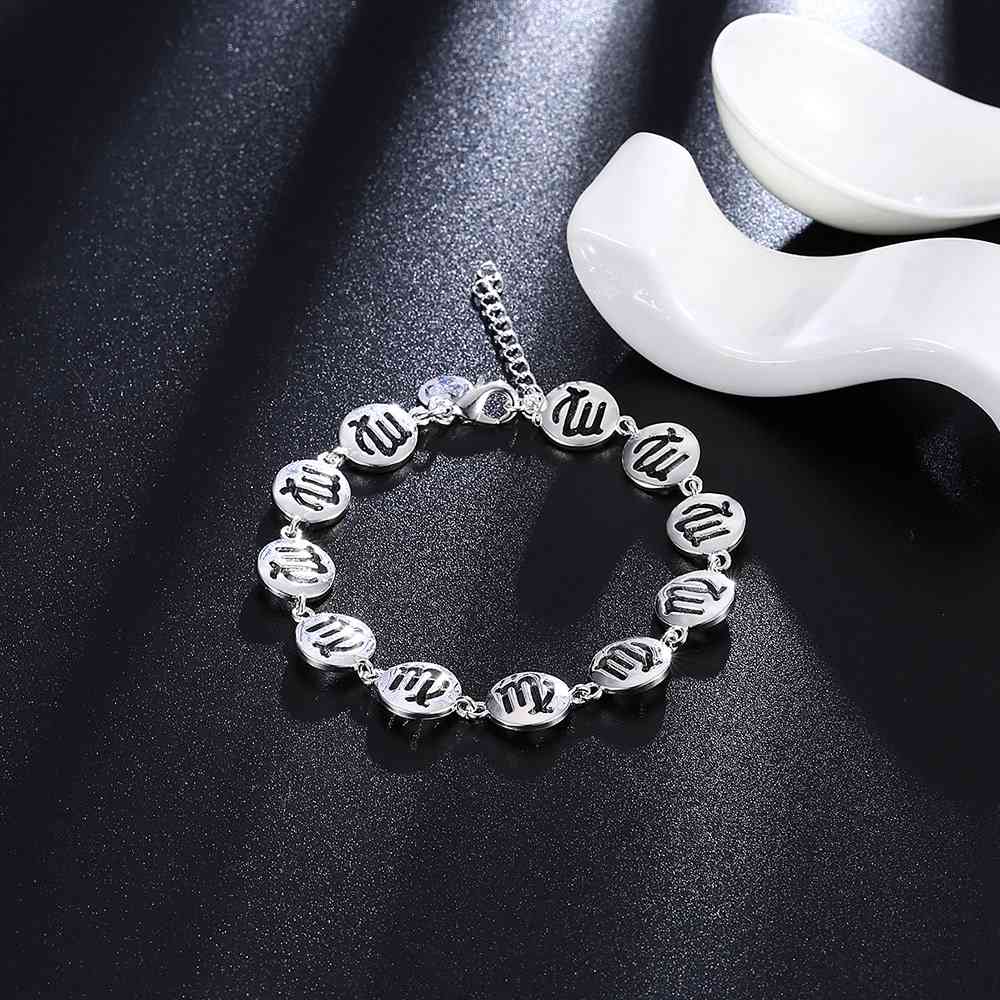LKNSPCH581 Zodiac Sign Constellation Horoscope Astrology Charm Silver Plated Bracelet Virgo