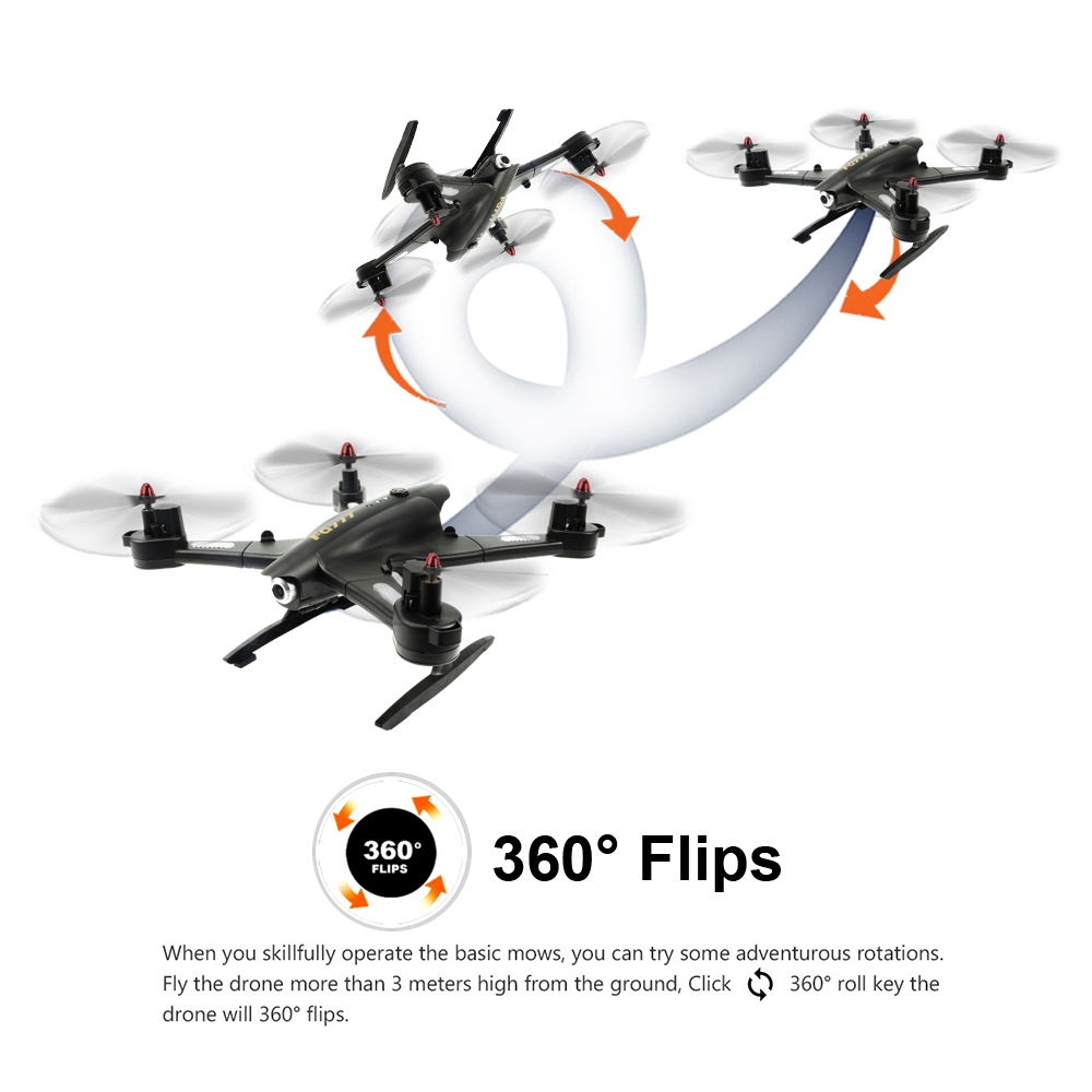 FQ777 FQ02W WIFI FPV Foldable Arm RC Quadcopter with HD Camera Altitude Hold Mode RTF - Black