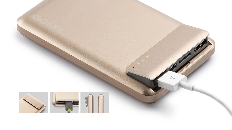 GGMM Streamliner Power Bank PR-6010 6010mAh 2 USB Port with Micro SD Card Reader Function - Silver