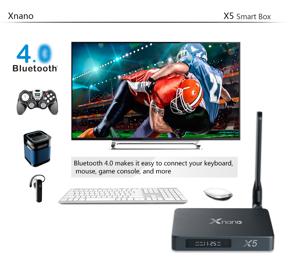 Xnano X5 Realtek RTD1295 Android 6.0 Marshmallow 4K TV Box 2GB/16GB WIFI ac Dolby Digital and DTS HD SATA 3.0 Bluetooth Media Player