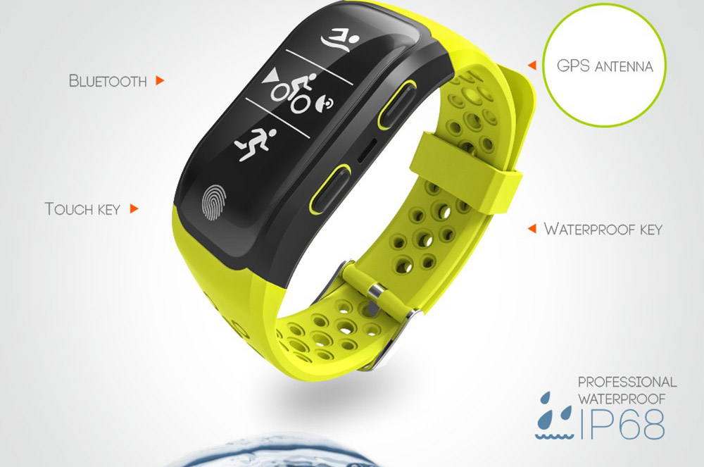 Makibes G03 Smart Wristband IP68 Water Resistant Sport Tracker GPS Heart Rate Monitor Activity Tracker Fitness Bracelet Compatible with iOS Android - Black
