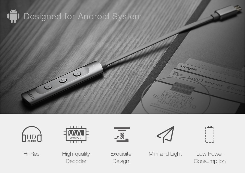 GGMM A1 Headphone Amplifier 192KHz/24bit Full Aluminum for Android - Dark Gray