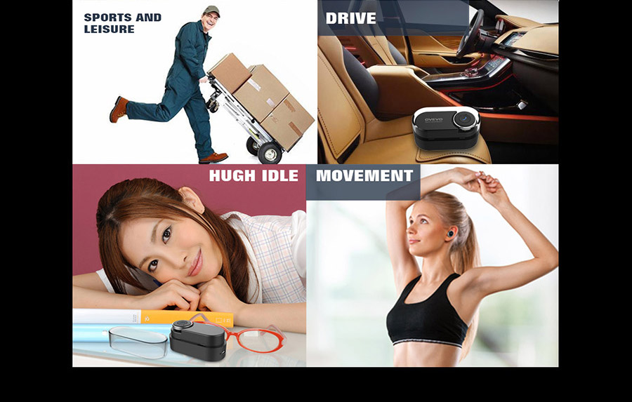 Oveve Q21 Wireless Bluetooth Earphone Automatic Charging Connect Two Devices Noise Reduction - Black