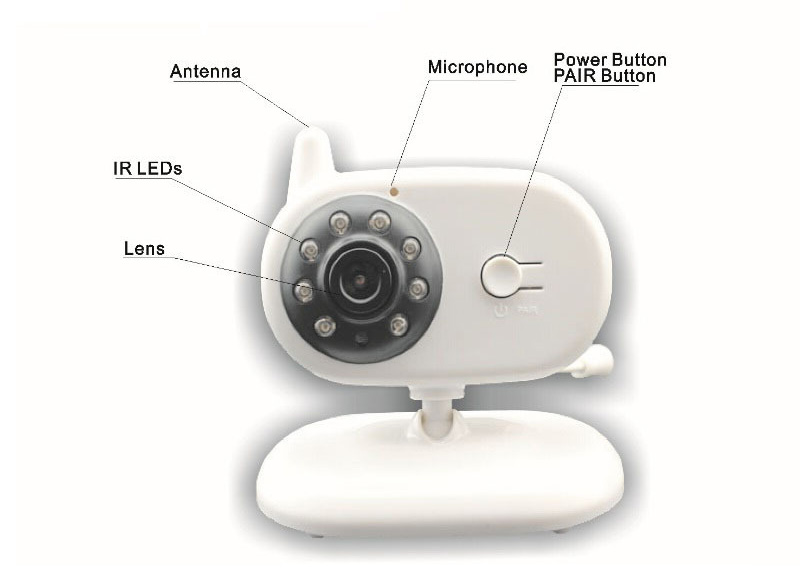 850 Baby Monitor 2.4G Wireless Touchable Key Intercom VOX System IR Night Vision Baby Alarm -White