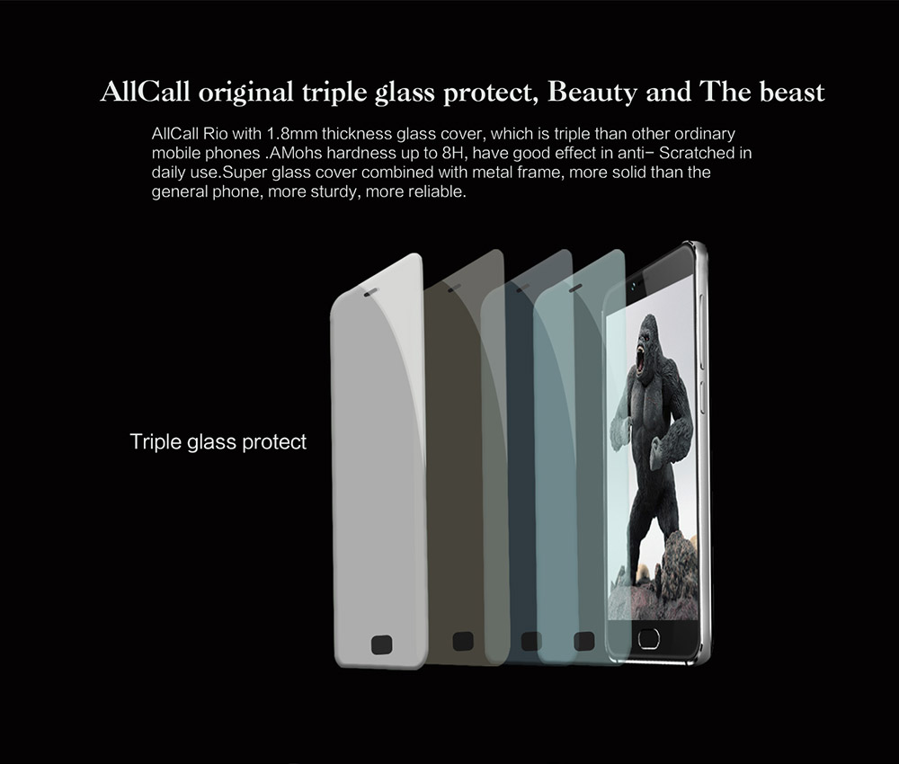 AllCall Rio 5.0 Inch Smartphone 3D Dual Curved Screen Dual Rear Camera 16GB ROM MTK6580A Quad Core Android 7.0 Metal Body OTG - Gold