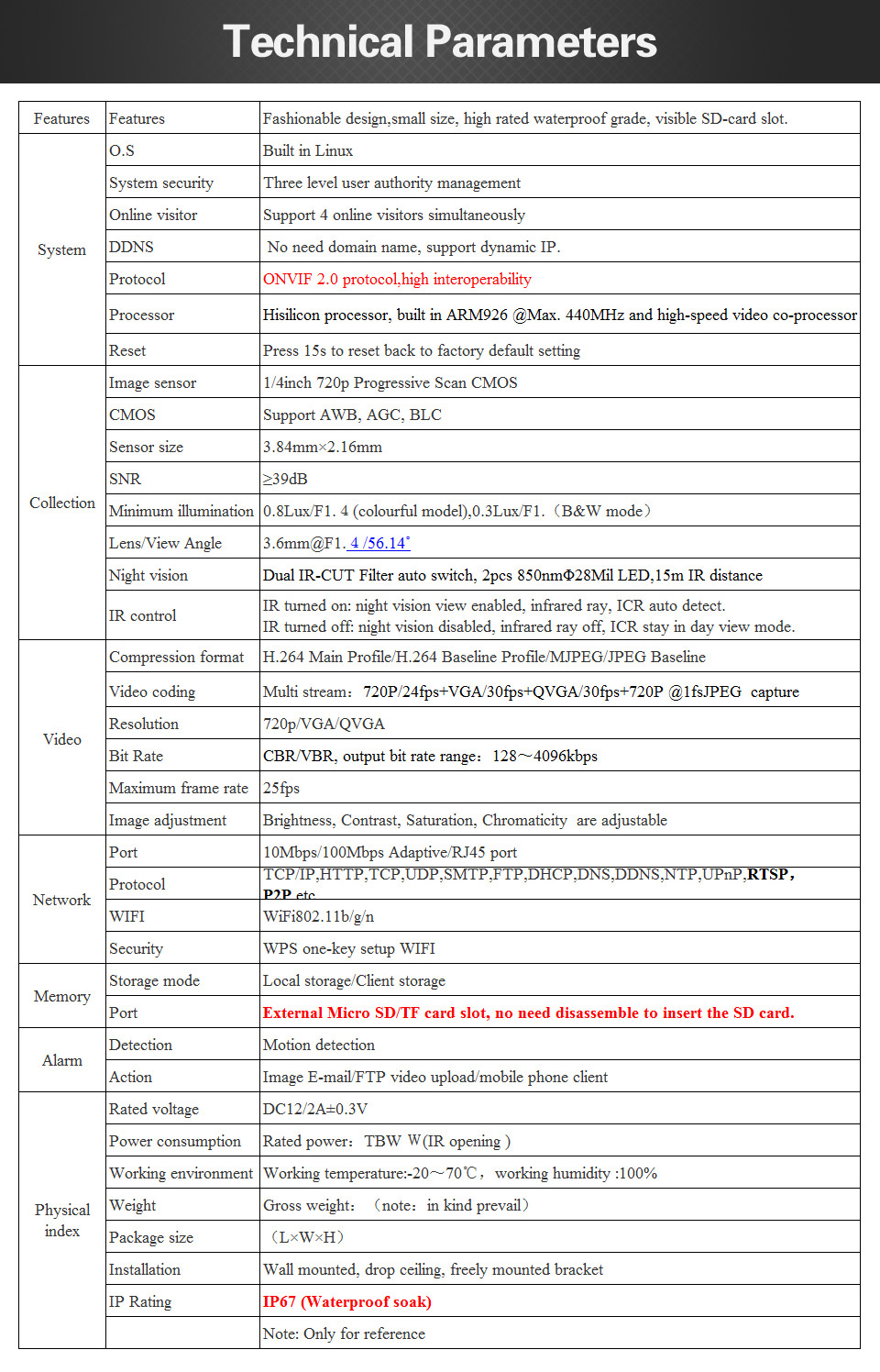 VStarcam C7816WIP IP Camera Wireless 1.0MP H.264 IP67 Waterproof Outdoor Camera Built-in IR-CUT Night Vision Multi-user Security Camera -White