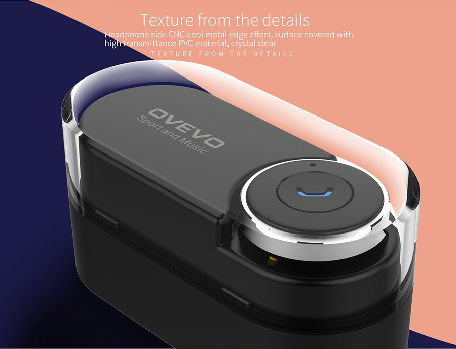 Oveve Q21 Wireless Bluetooth Earphone Automatic Charging Connect Two Devices Noise Reduction - Black