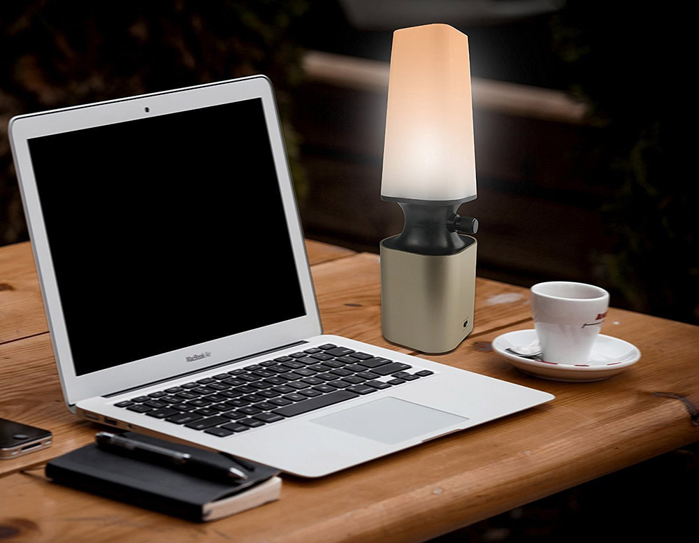 C6 LED Night Light Imitate Kerosene Oil Lamp Design Knob Eye Care LED Desk Light USB Rechargeable Lamp -Silver