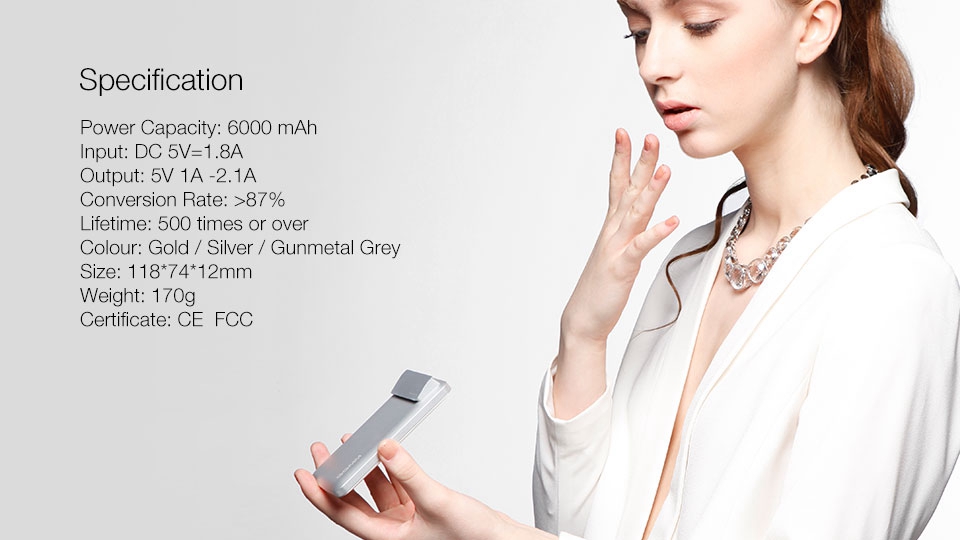 GGMM Streamliner Power Bank PR-6010 6010mAh 2 USB Port with Micro SD Card Reader Function - Silver