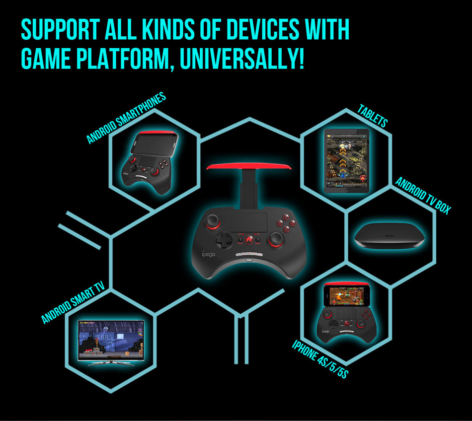 IPEGA PG-9028 Wireless Gamepad Game Controller Bluetooth V3.0 for Android iOS PC - Blue and Black