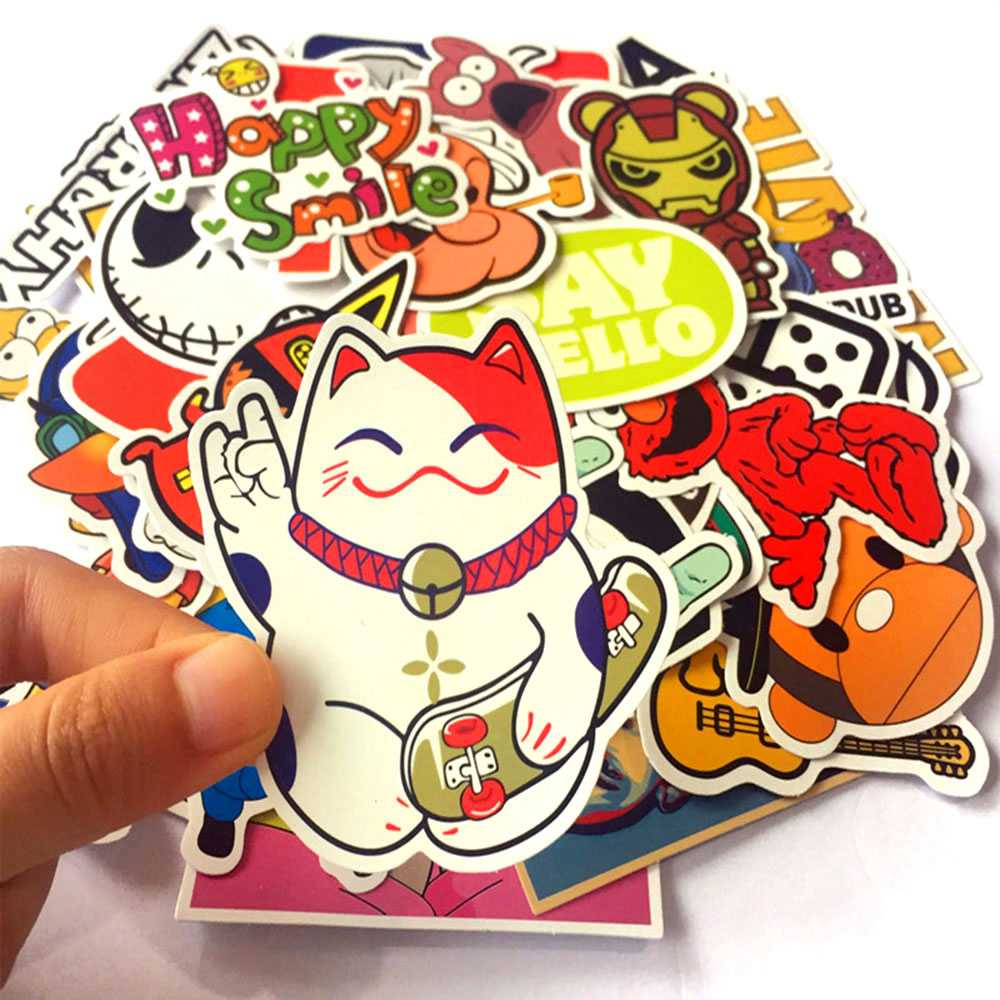 50 PCS Mixed Sticker for Car Fridge Phone DIY Skateboard Laptop Luggage Snowboard Motorcycle - E