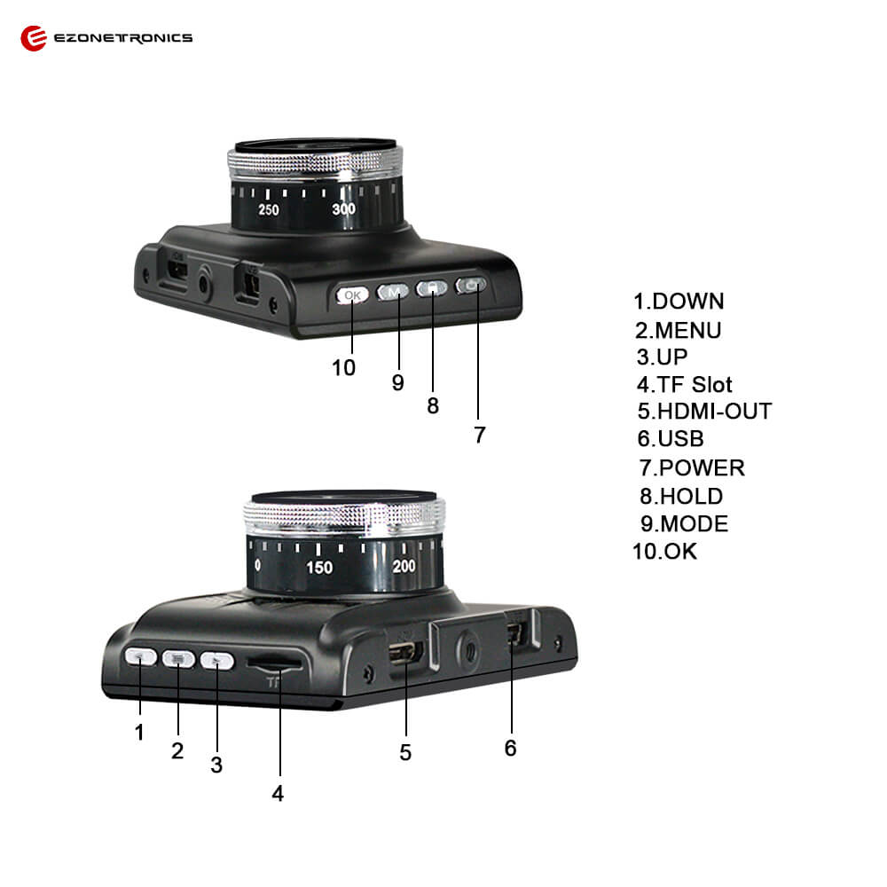 RM-AKL168 1080P 3.0" Car DVR with 120 Degree Wide Angle Dashboard Camera Recorder Night Vision G-Sensor - Black