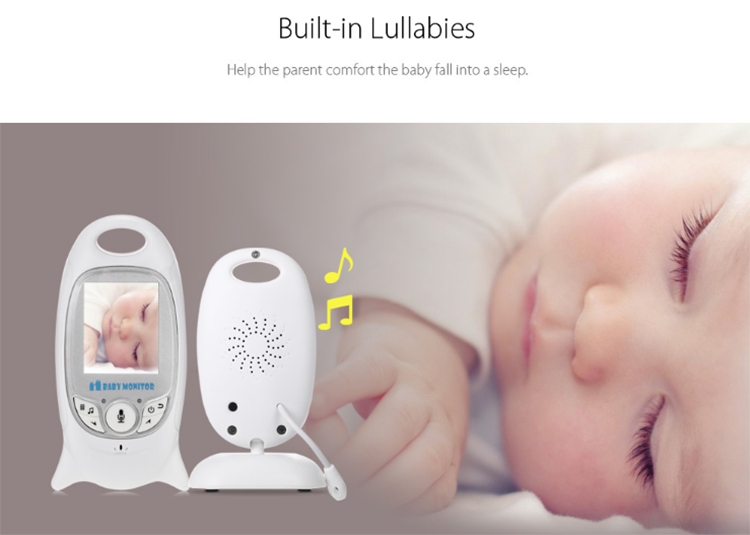 VB601 Wireless Baby Monitor with Two-way Audio Temperature Alarm Night Monitor -White