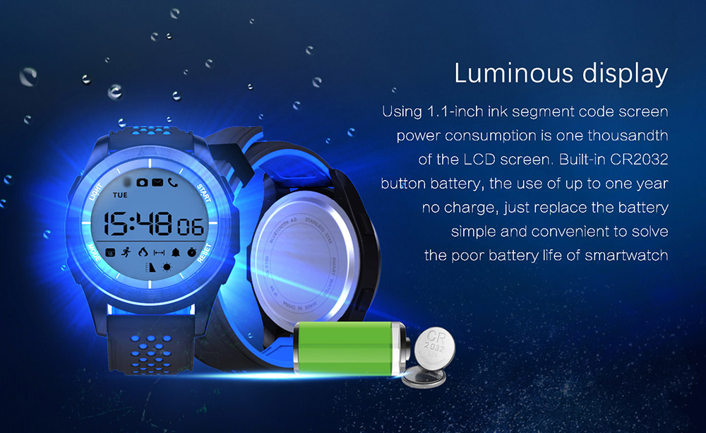 NO.1 F3 Smart Watch Air Pressure UV Radiation Bluetooth 4.0 Sport Fitness Tracker Remote Camera Control Compatible with Android iOS - Blue & White