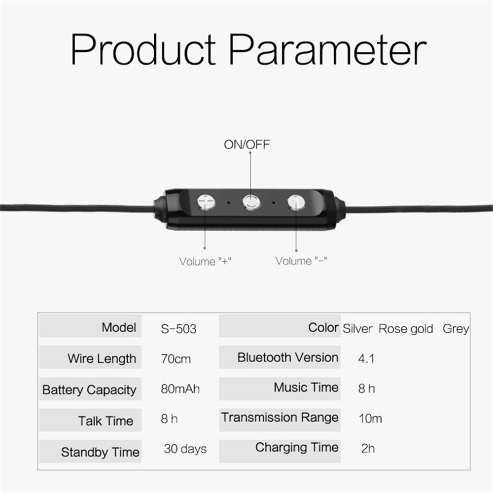 YUER S-503 Sports Bluetooth Headphones Sweatproof Wireless Earphone CSR 4.1 Apt-X HiFi - Rose Gold + Black