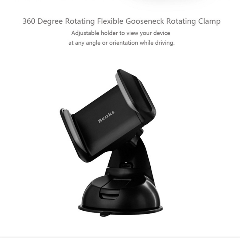 Benks Little Giant Car Mount Phone Holder Car Sucker Universal In Car Dashboard GPS Stand Desktop Stand Smart Back Clip - White