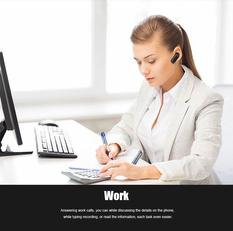 Yuer L-520 Single Business Bluetooth Headphone with Mic Stereo Hands-free Earphone - Black
