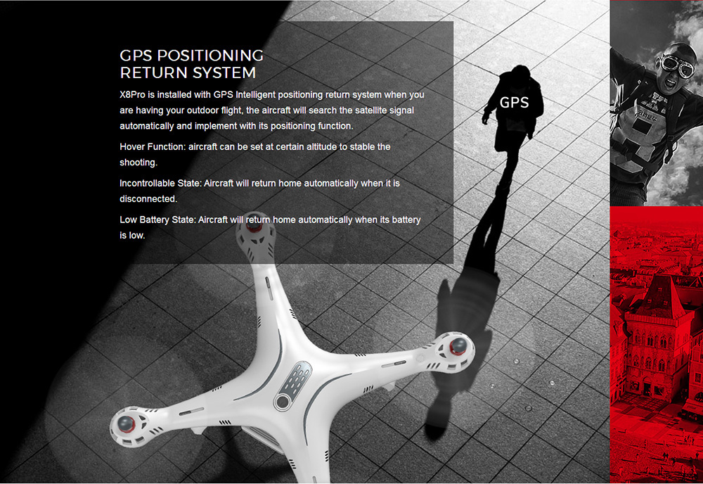 SYMA X8PRO GPS WIFI FPV RC Quadcopter with HD 720P Camera Hover Function Headless Mode RTF - White