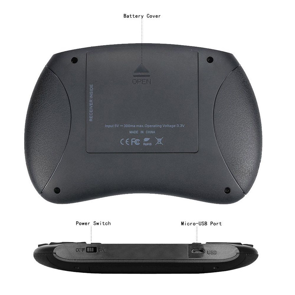 iPazzPort KP-810-21SDL Mini 3-Colour Backlit 2.4G Wireless Keyboard Air Mouse Combo with Touchpad DPI Adjustable for Windows Mac OS Linux Android/Google/Smart TV