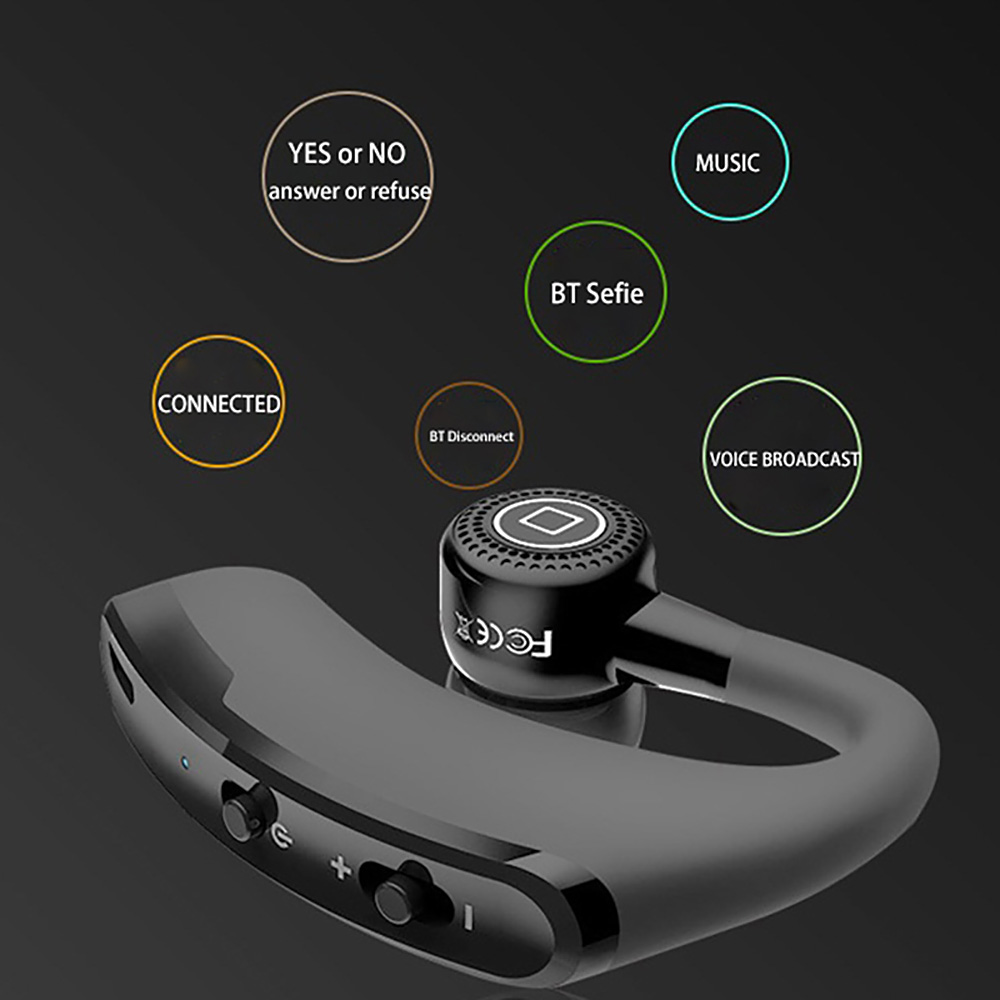 V9 Bluetooth Headphone CVC 6.0 Smart Noise Canceling Handsfree Voice Promp - Black