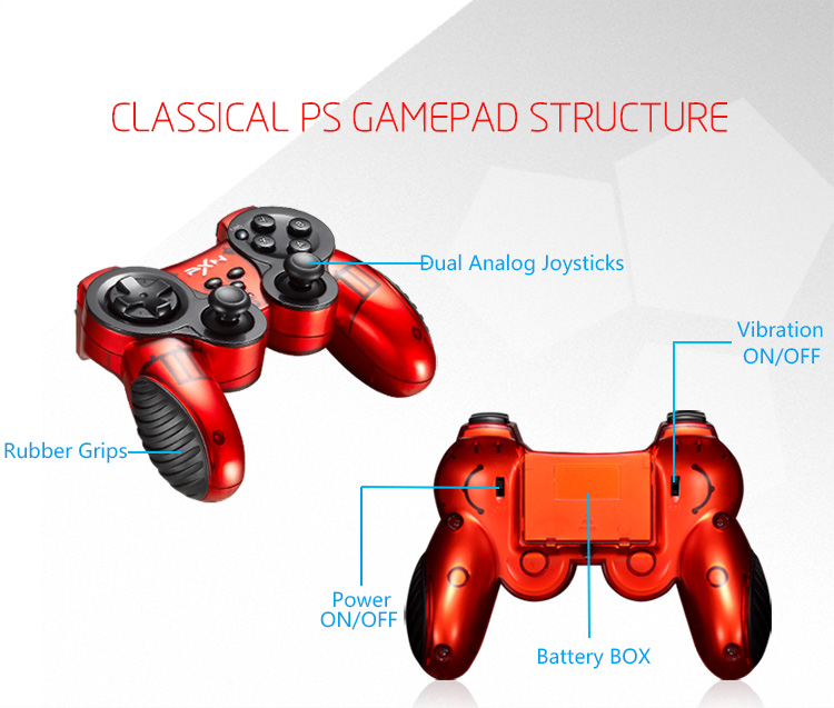 PXN-2902 Wireless Game Controller Gamepad Dual Motors Vibration Sweat-proof for PC/PS3/Android - Blue
