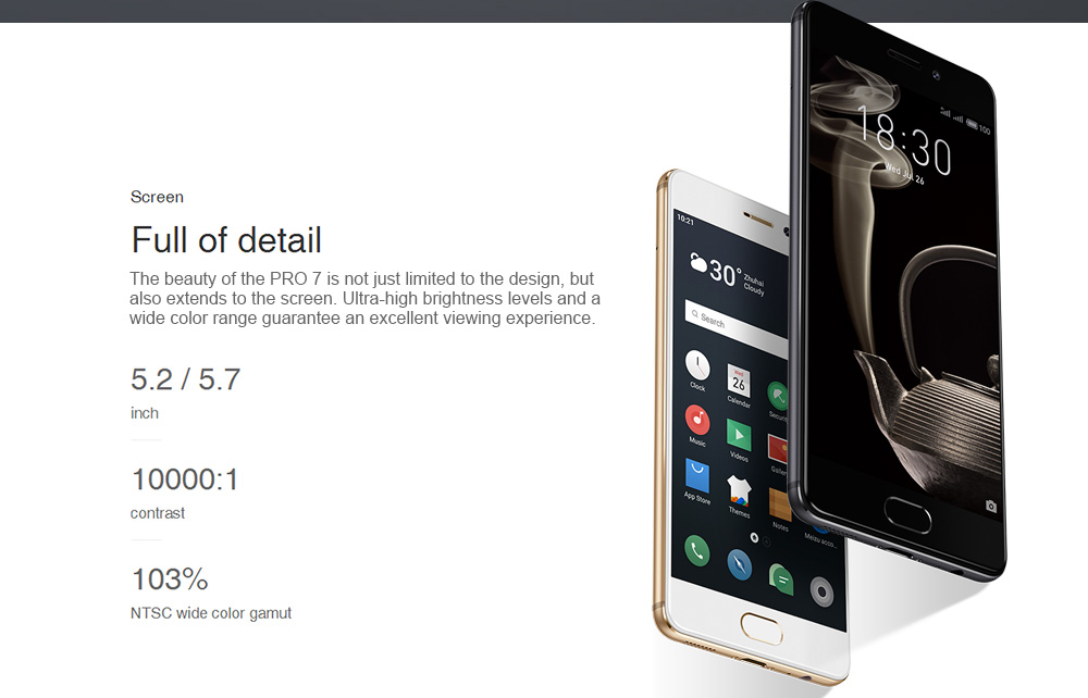 Meizu Pro 7 Plus 5.7 Inch Smartphone 2K Super AMOLED Screen 6GB 64GB Helio X30 Deca Core Dual 12.0MP Rear Camera Android 7.0 Hi-Fi Fast Charge mCharge 4.0 - Gold