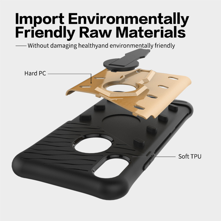 Gold iPhone 8 Case Armour Series Protective Phone Case 360 Degree Rotating Bracket Stand Cover