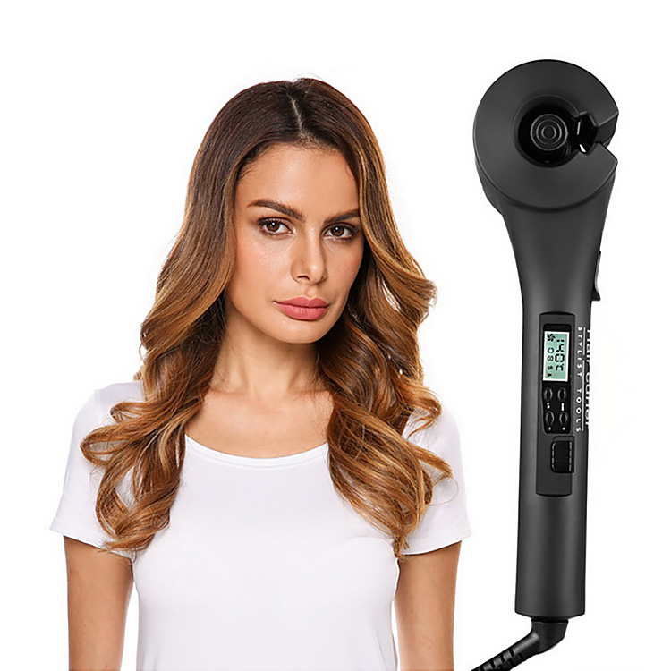 ShowCharm SC-811 Ceramic Hair Curler Automatic Curling Iron Wand Curls Machine with LCD Screen -US Plug