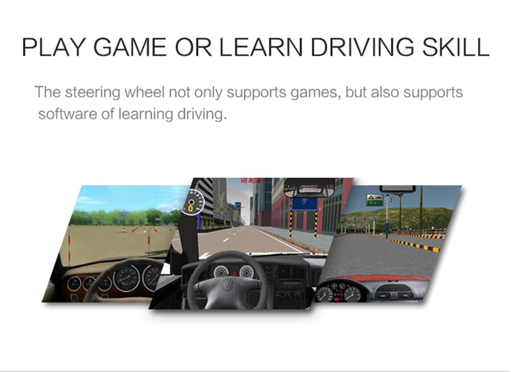 PXN-V3II Wired Racing Wheel Illusiveness Vibration Motor with Pedals PC Game Hardware for PC - Black