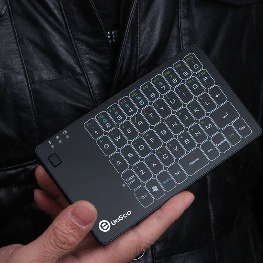 E Element 3 in 1 2.4GHz Wireless Mini Touch Keyboard Mouse Touchpad Triple Set Gesture Control Plug And Play for Android TV Box Apple - Black