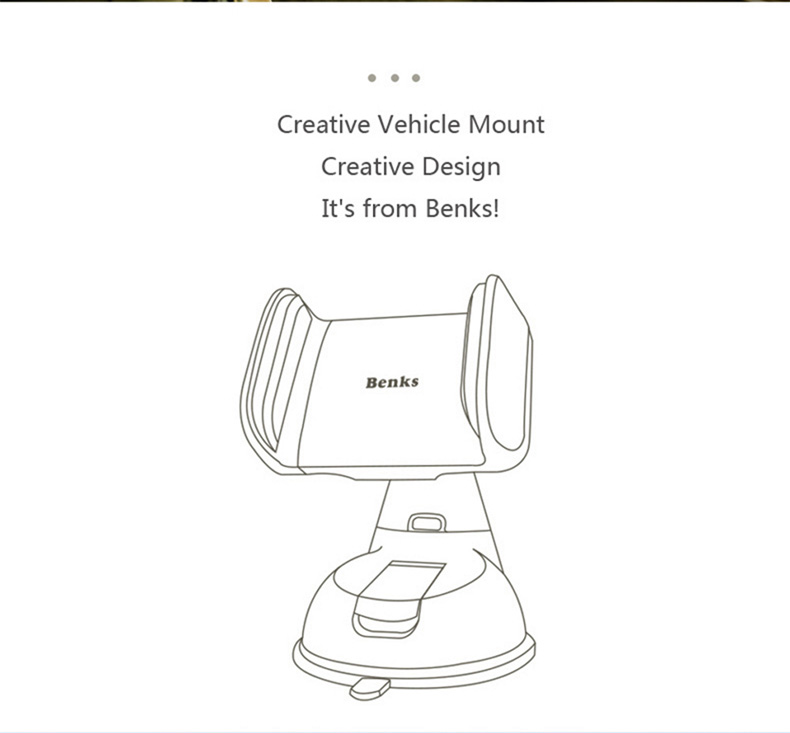 Benks Little Giant Car Mount Phone Holder Car Sucker Universal In Car Dashboard GPS Stand Desktop Stand Smart Back Clip - White