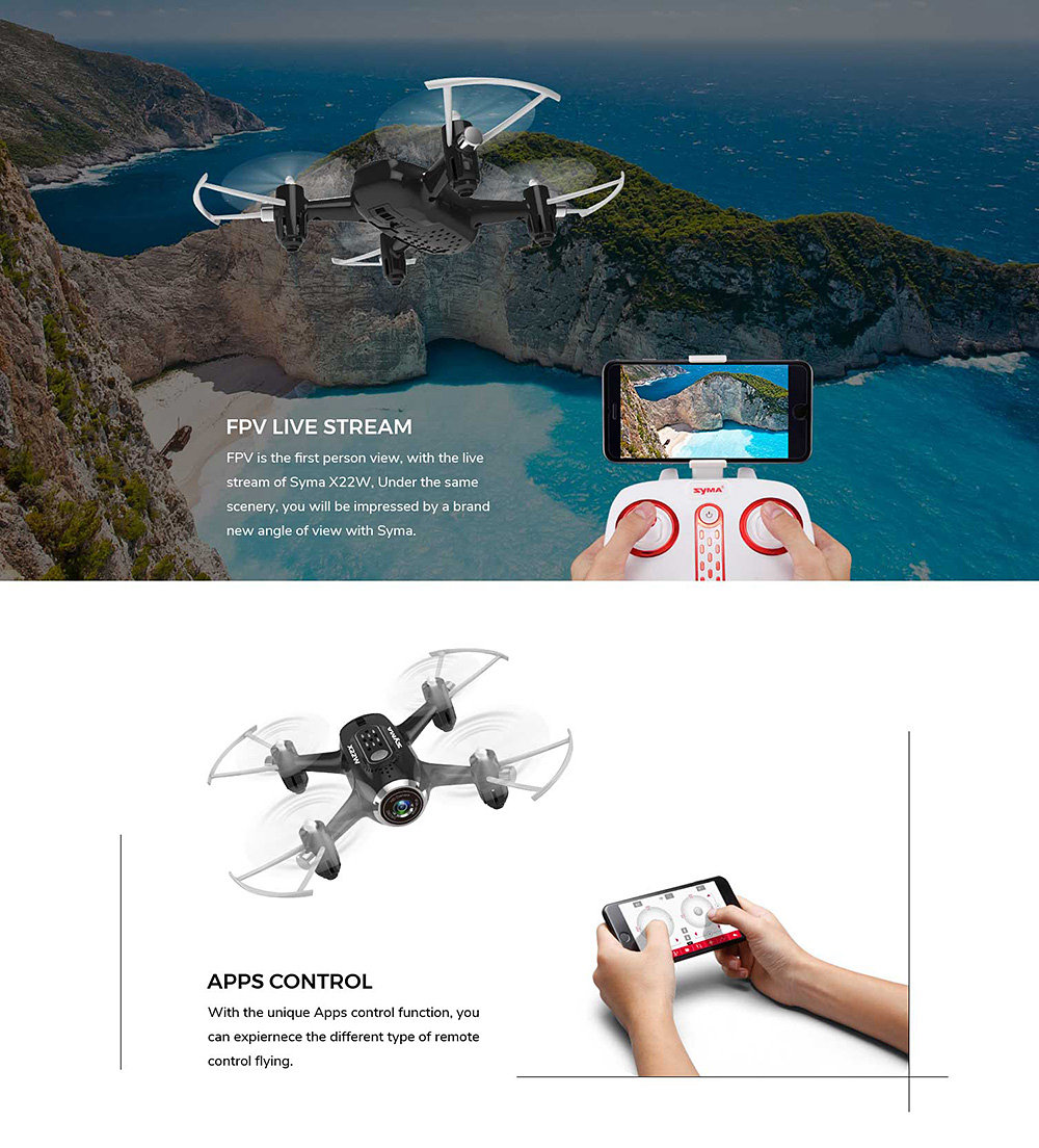 SYMA X22W WIFI FPV RC Quadcopter With HD Camera Altitude Hold Mode RTF - White