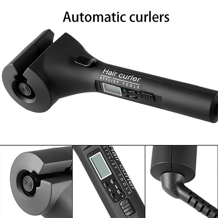 ShowCharm SC-811 Ceramic Hair Curler Automatic Curling Iron Wand Curls Machine with LCD Screen -US Plug