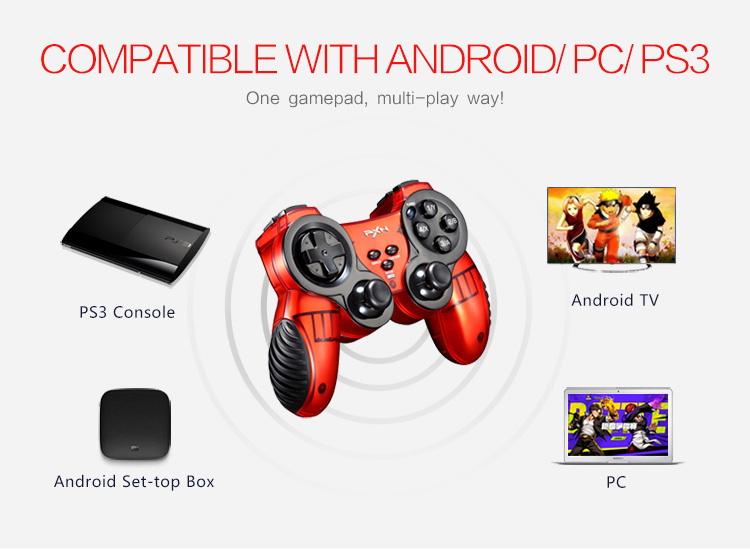 PXN-2902 Wireless Game Controller Gamepad Dual Motors Vibration Sweat-proof for PC/PS3/Android - Blue