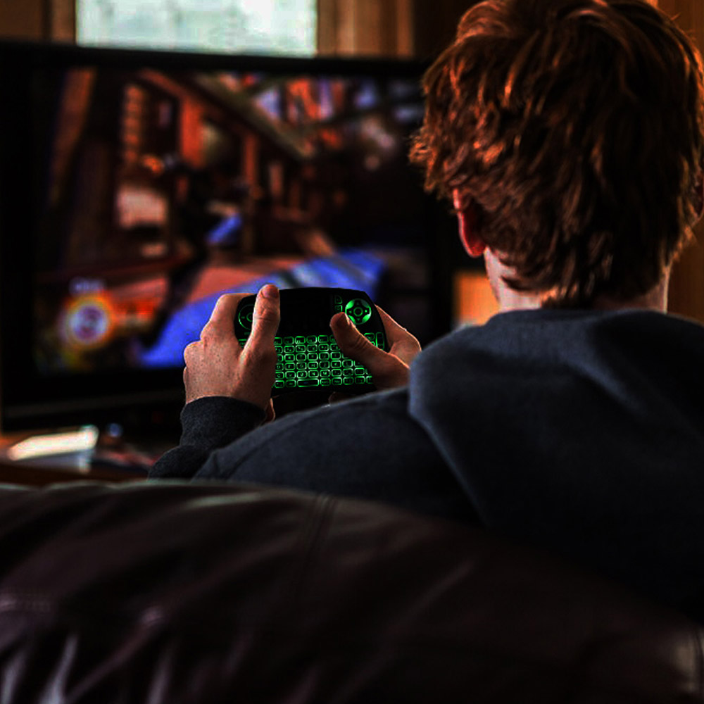 iPazzPort KP-810-21SDL Mini 3-Colour Backlit 2.4G Wireless Keyboard Air Mouse Combo with Touchpad DPI Adjustable for Windows Mac OS Linux Android/Google/Smart TV