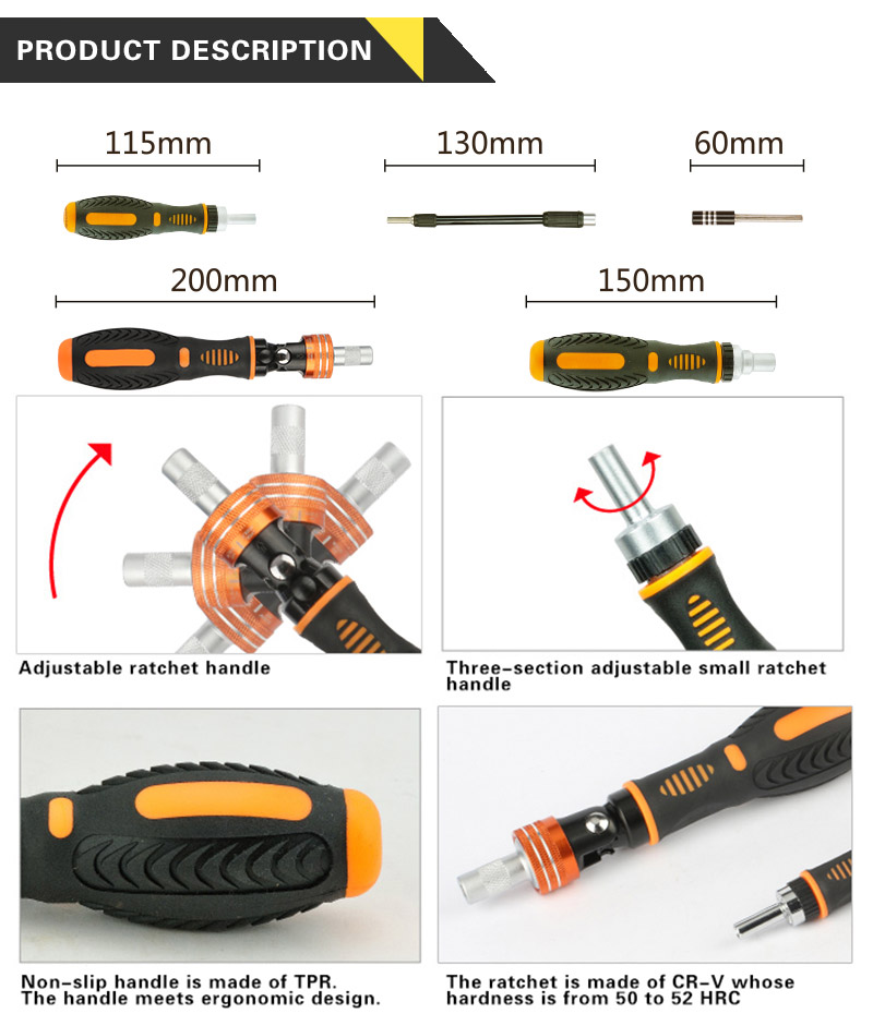 Jakemy JM-6111 69 in 1 Screwdriver Set Multi-function Tool Kit - Orange
