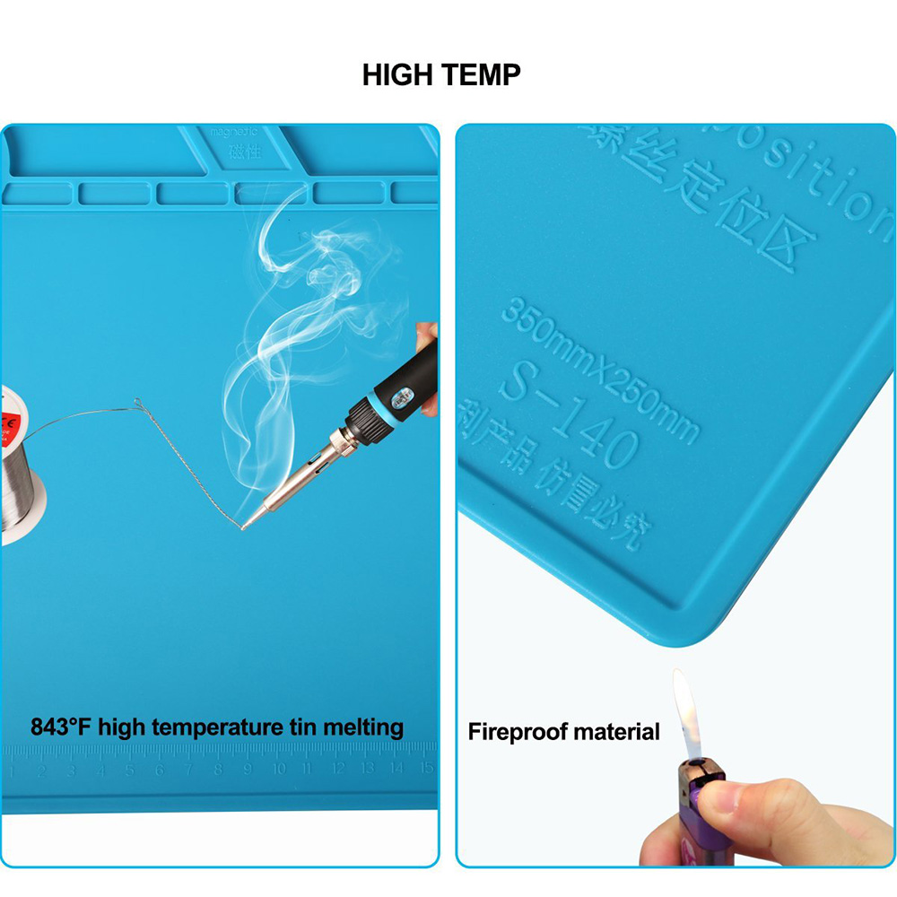 Kaisi S-140 Magnetic Heat Insulation Silicone Pad Desk Mat for Soldering Iron Phone PC Repair