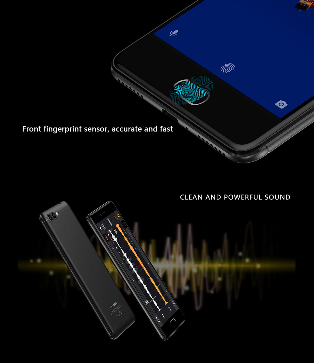 MEIIGOO M1 5.5 Inch 4G LTE Smartphone 13.0MP+8.0MP Dual Rear Cam FHD Screen 6GB RAM 64GB ROM Helio P20 MTK6757 Android 7.0 OTG Type-C 4000mAh - Black