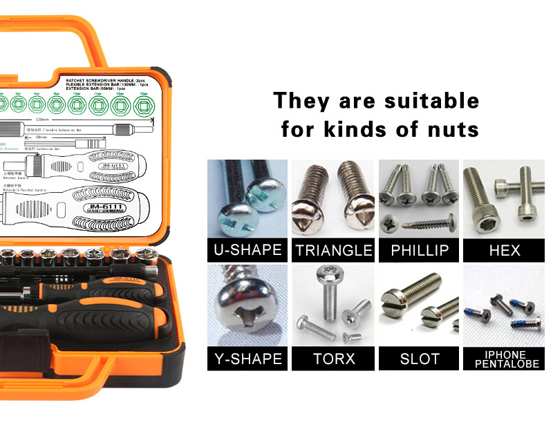 Jakemy JM-6111 69 in 1 Screwdriver Set Multi-function Tool Kit - Orange